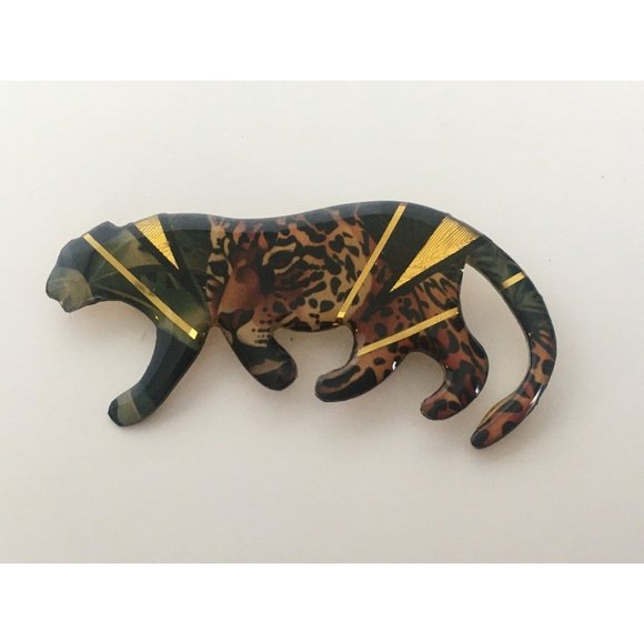 Metallic Art Graphics John Crutchfield 2000 Leopard Brooch Pin Jewelry Animals - Picture 2 of 8
